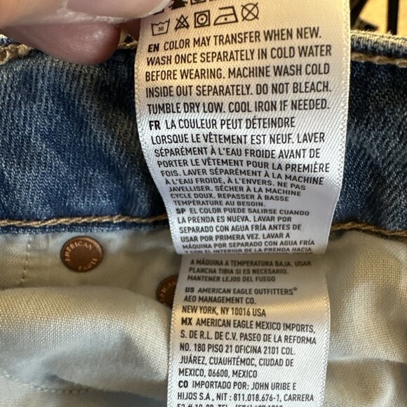 American Eagle Jeans Womens 4 Super High-Rise Baggy Wide Leg Blue Denim Stretch - Picture 11 of 13